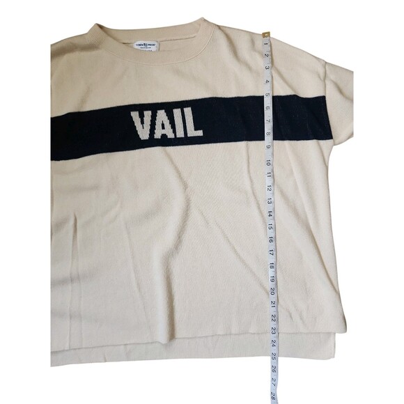 Town Pride Apres Ski Vail Sweater Womens Small Cream Oversized Drop Shoulders - Picture 7 of 9